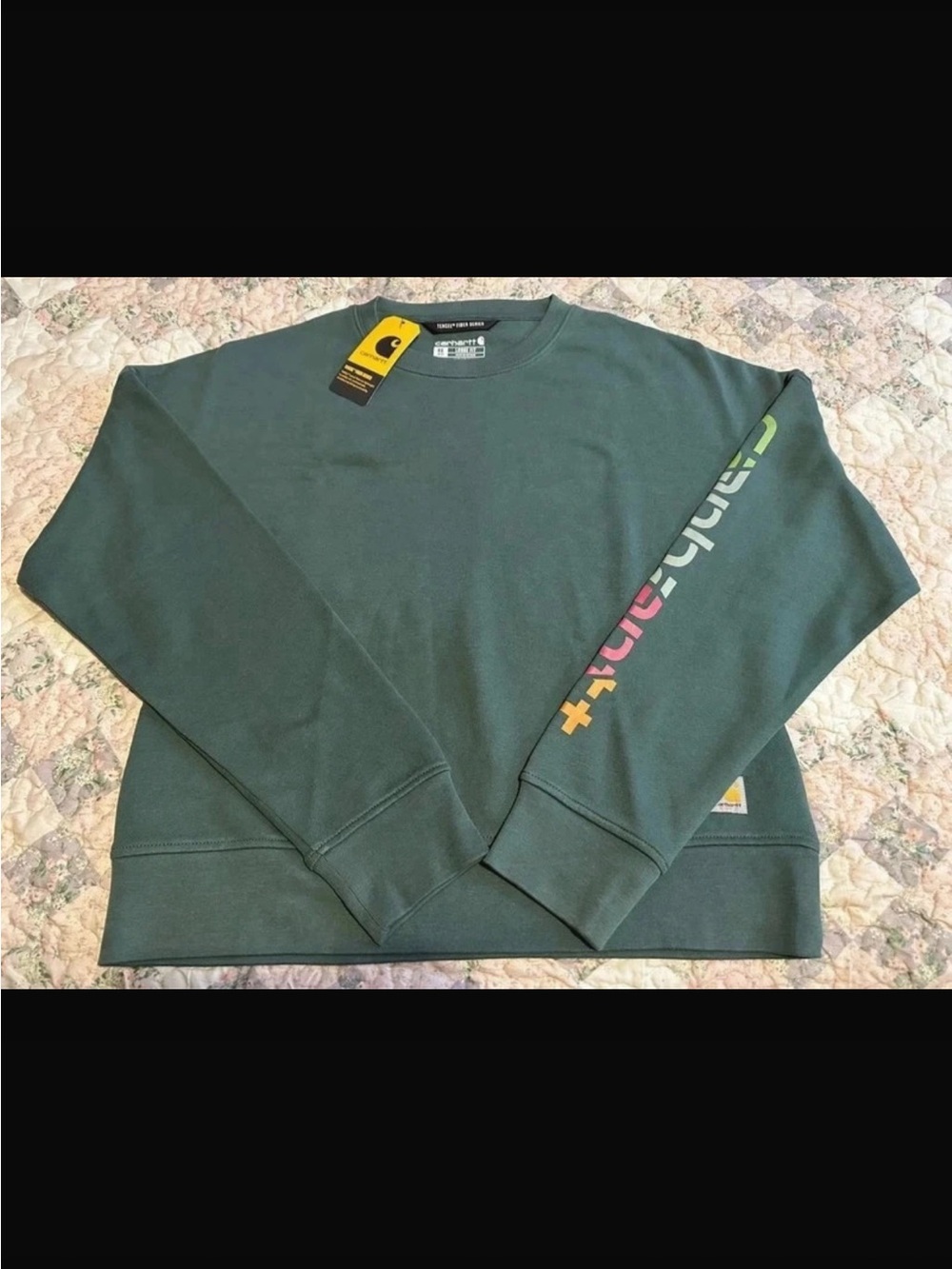 Carhartt Tencel Fiber Colorful Sleeve Logo Loose Fit Cozy Pullover Sweater